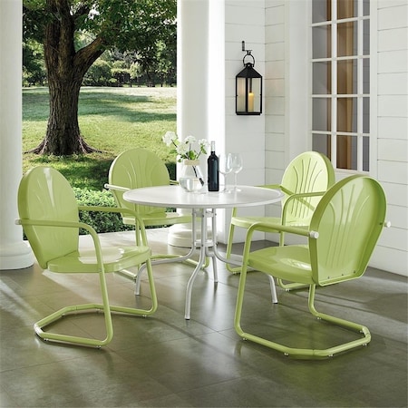 5 Piece Griffith Metal Outdoor Dining Set With Key Lime Chairs & White Table
